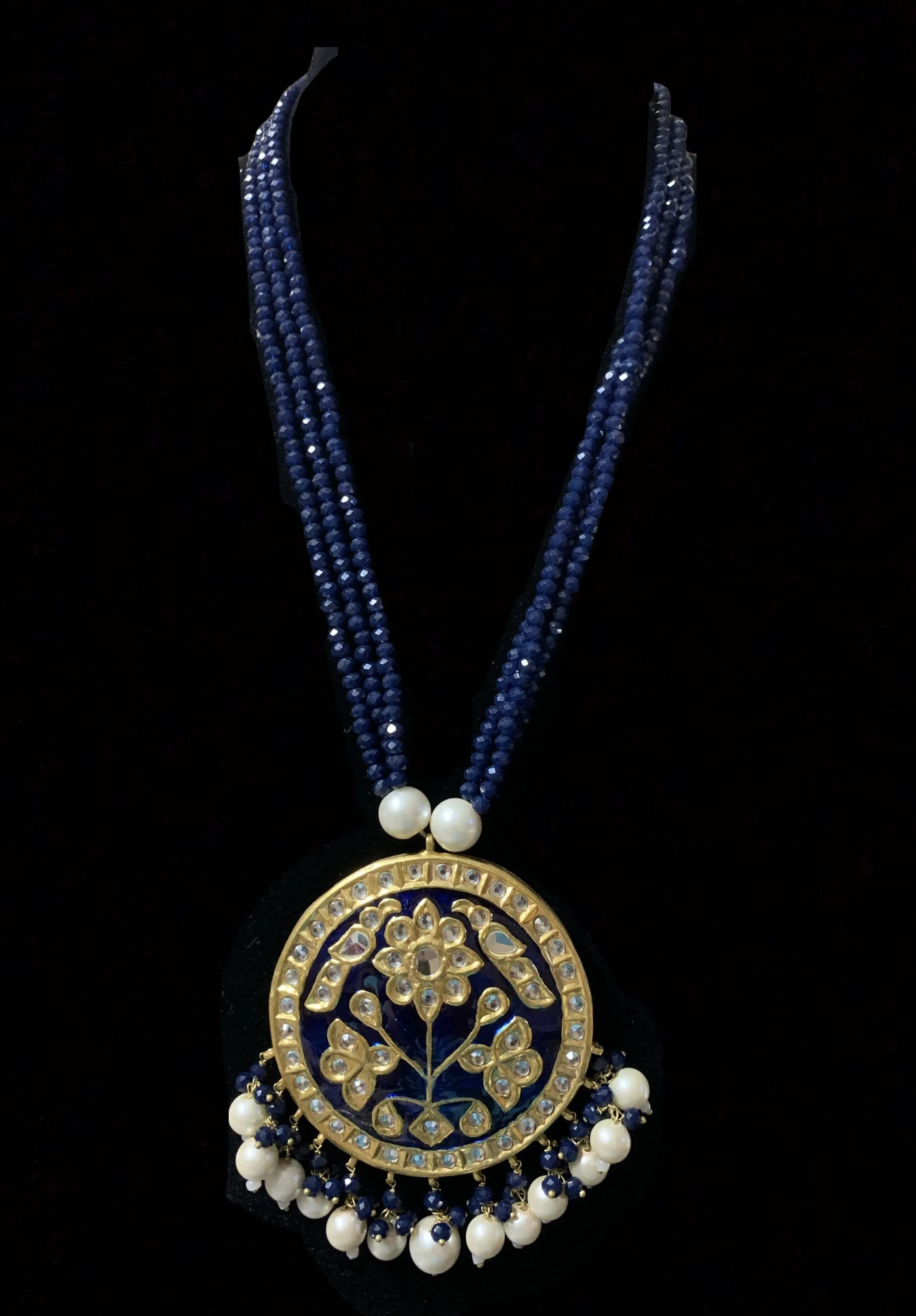 Neelam kundan meenakari pendant set ( READY TO SHIP )