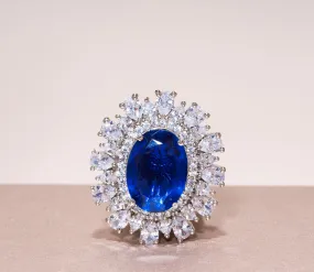 Nouf Sapphire White Gold Indian Jewelry Cocktail Ring by Jaipur Rose