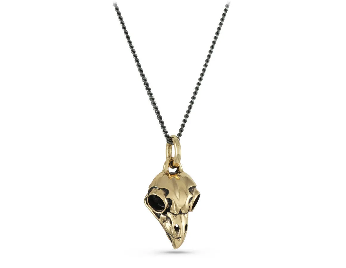 Owl Skull Necklace - Bronze