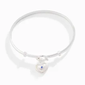 Pearl Heart   Sapphire Charm Clip Bangle