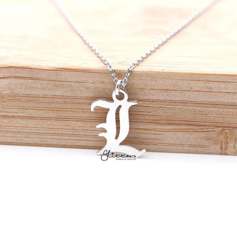 Personalized Sterling Silver Alphabet Necklace- Old English Font