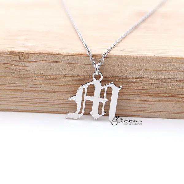 Personalized Sterling Silver Alphabet Necklace- Old English Font