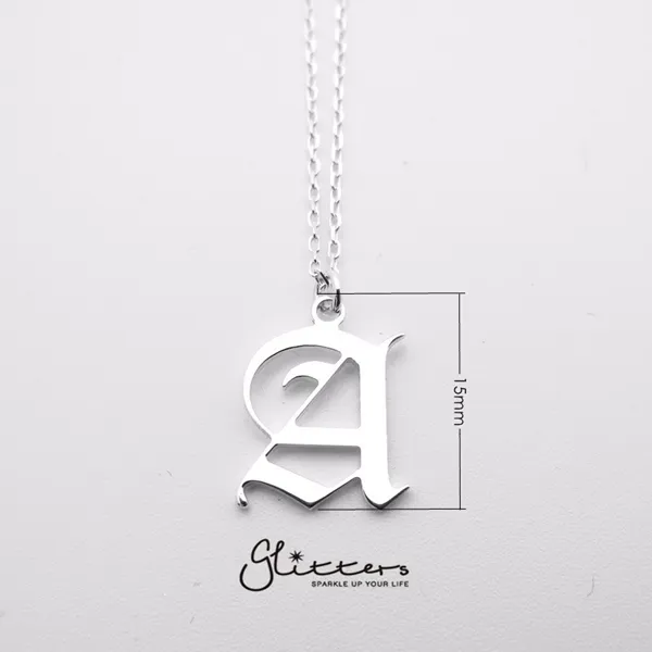 Personalized Sterling Silver Alphabet Necklace- Old English Font