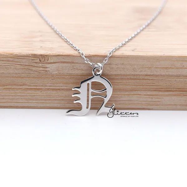 Personalized Sterling Silver Alphabet Necklace- Old English Font