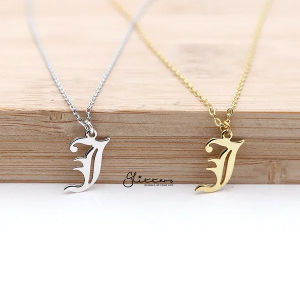 Personalized Sterling Silver Alphabet Necklace- Old English Font