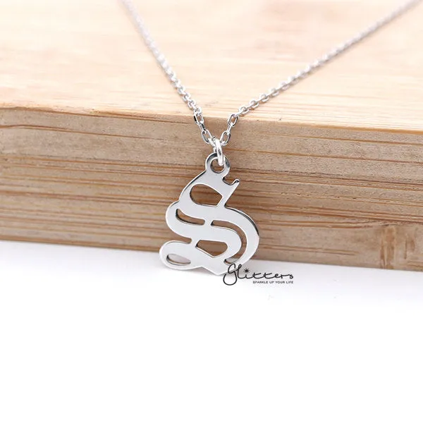 Personalized Sterling Silver Alphabet Necklace- Old English Font