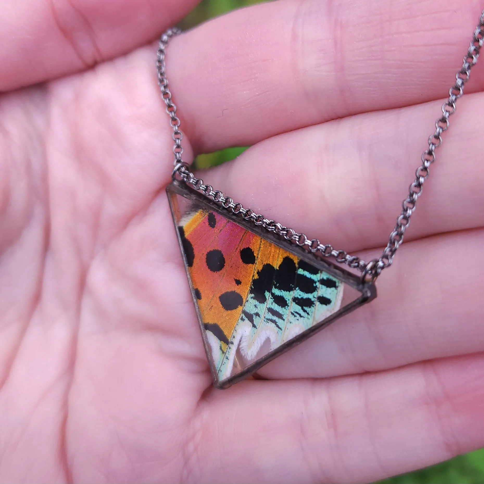 Rainbow Moth Wing Trine Necklace