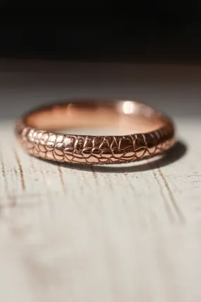 READY TO SHIP: Reptile wedding band in 14K rose gold, 3 mm, RING SIZE 5.25 US