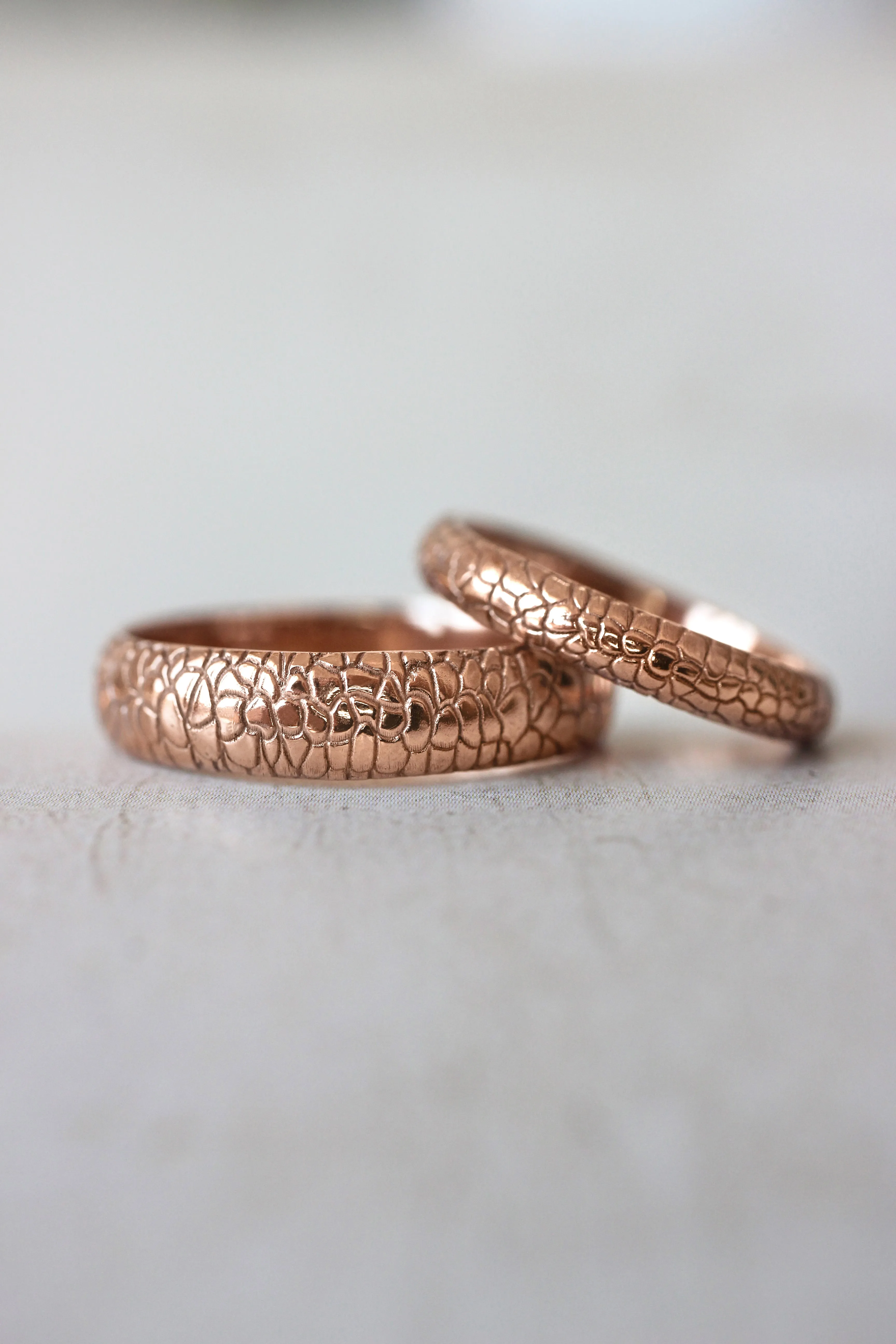 READY TO SHIP: Reptile wedding band in 14K rose gold, 3 mm, RING SIZE 5.25 US