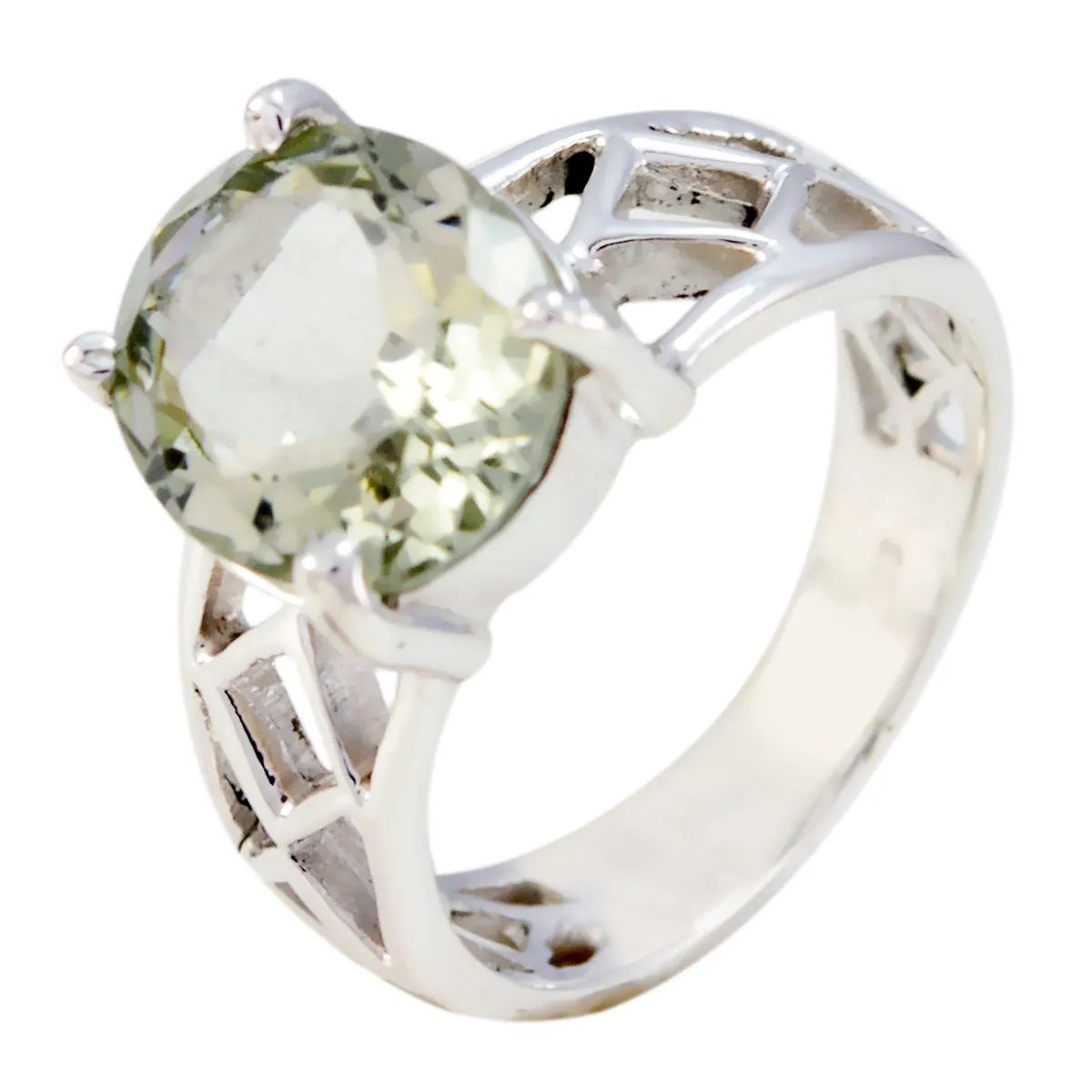 Refined Gem Green Amethyst 925 Sterling Silver Ring Green Jewelry