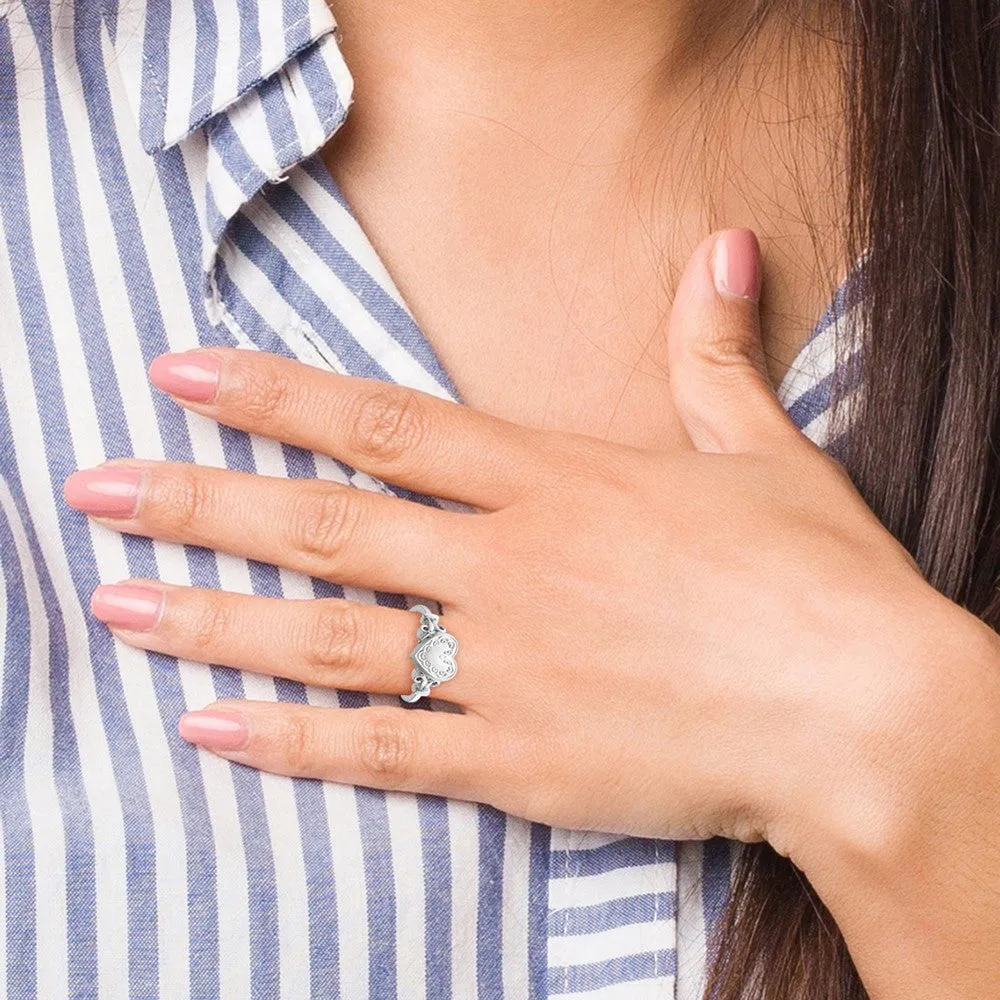 Rhodium-Plated 10mm Locket Ring in Sterling Silver