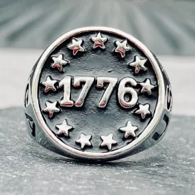 Ring - 1776 Patriot - Black & Silver  - R87