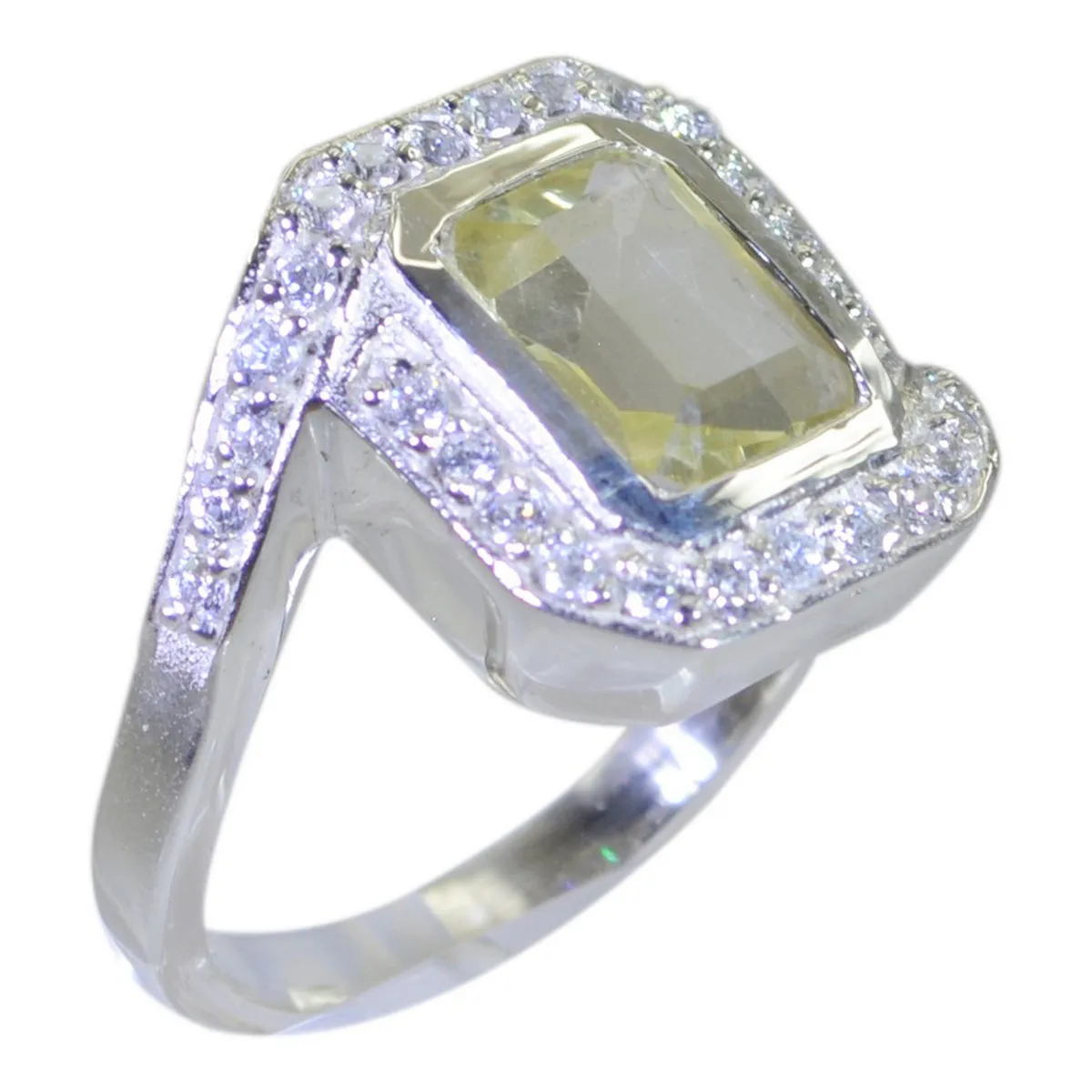 Riyo Attractive Gem Lemon Quartz Solid Silver Ring Watch Jewelry Box