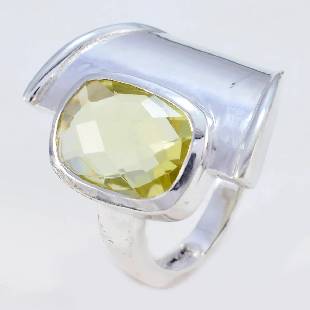 Riyo Designer Gemstones Lemon Quartz 925 Silver Ring Turtle Jewelry