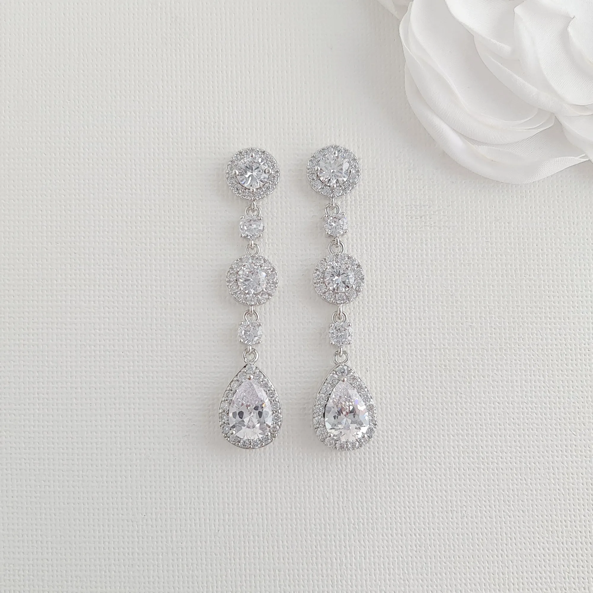 Round Crystal Earrings and Bracelet Set in Gold for Brides-Reagan