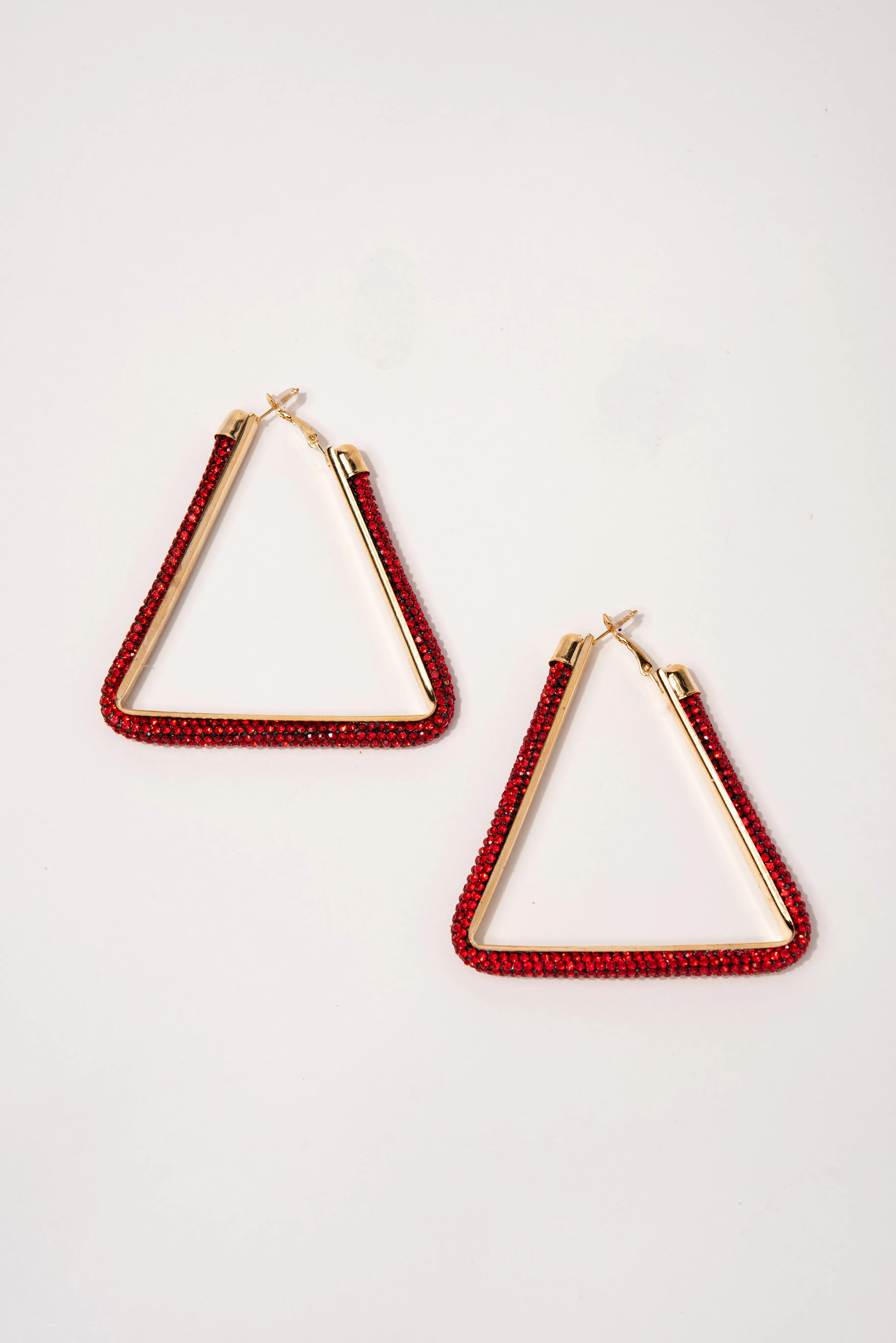 Sage Triangle Rhinestone Post Back Earrings