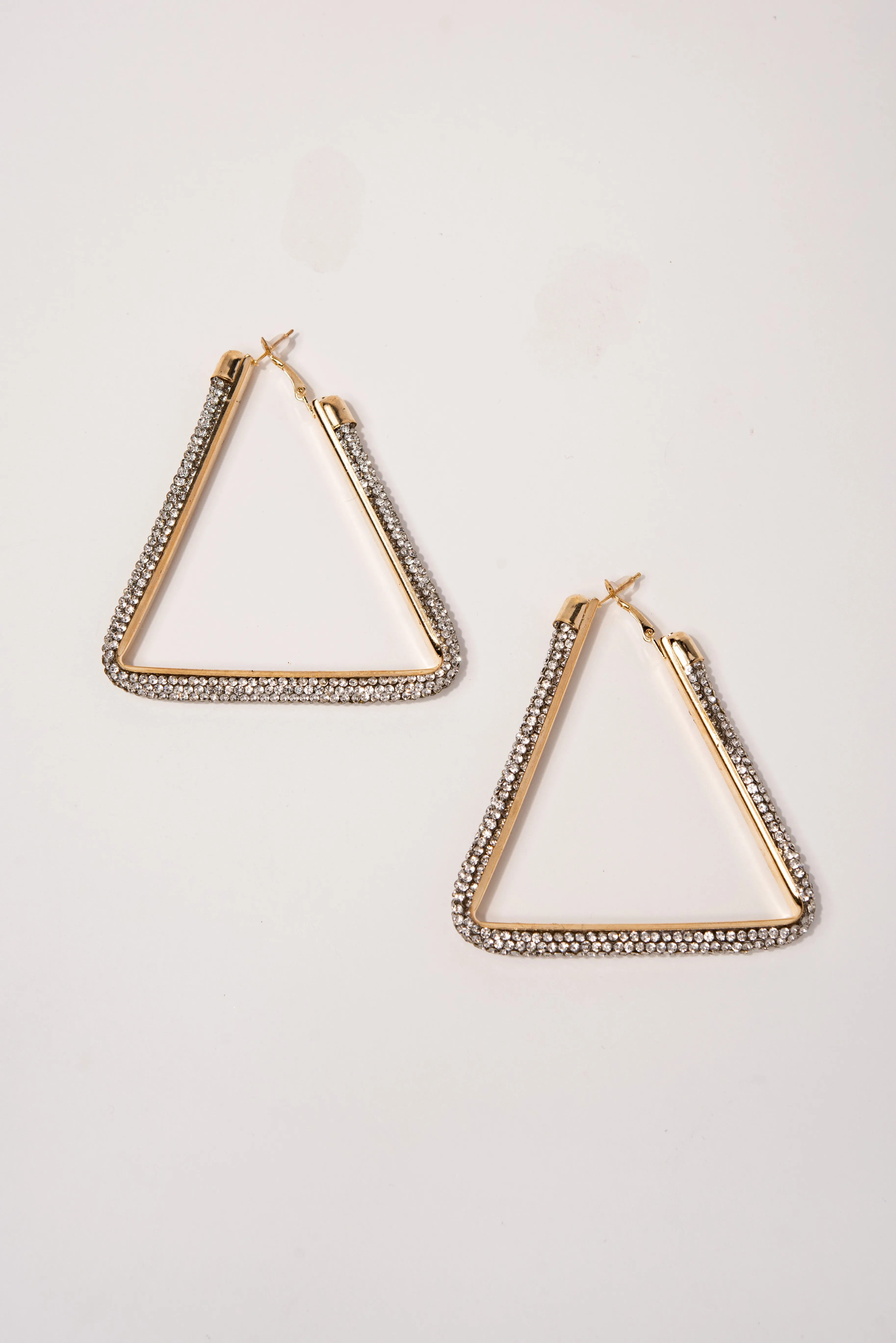 Sage Triangle Rhinestone Post Back Earrings