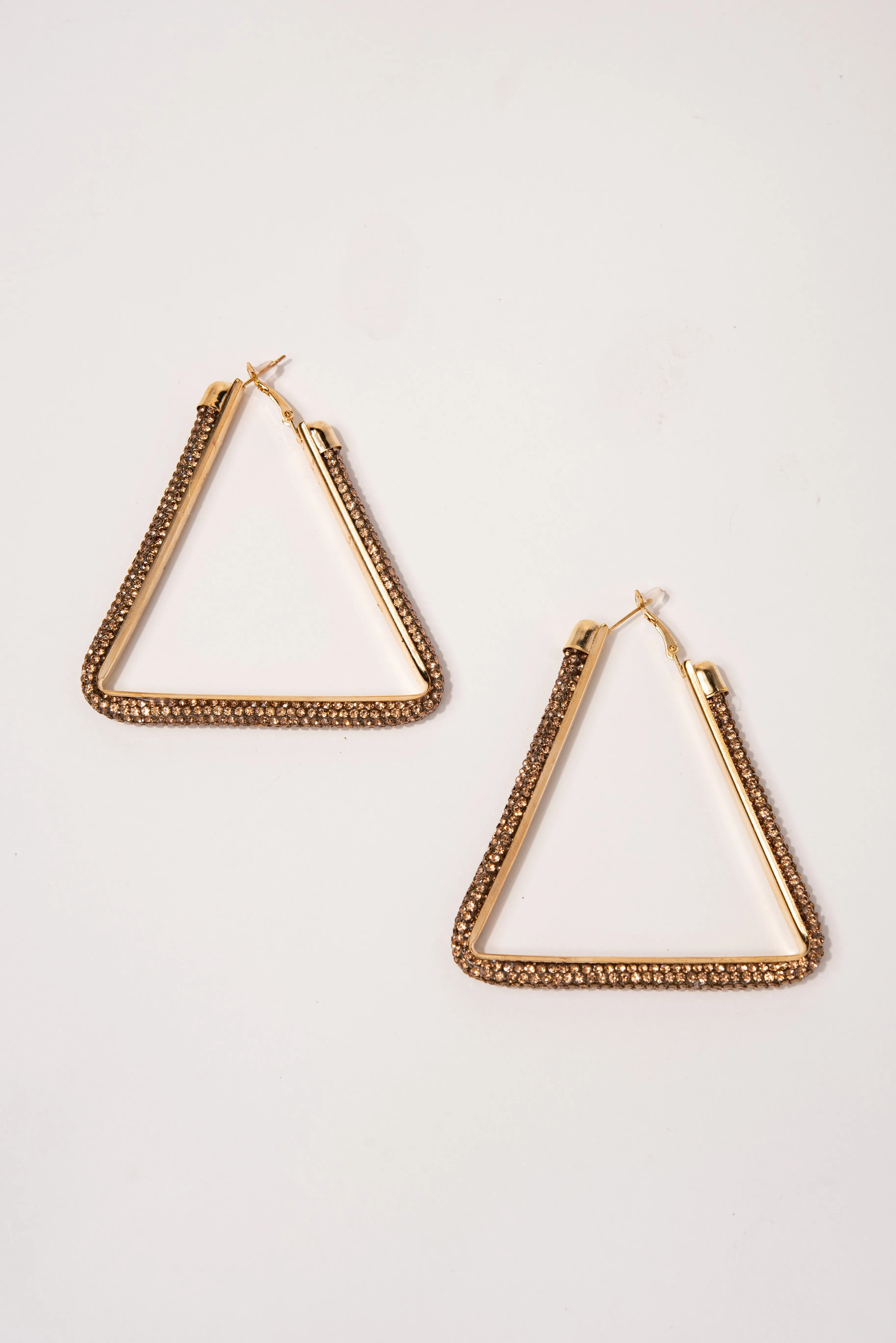 Sage Triangle Rhinestone Post Back Earrings