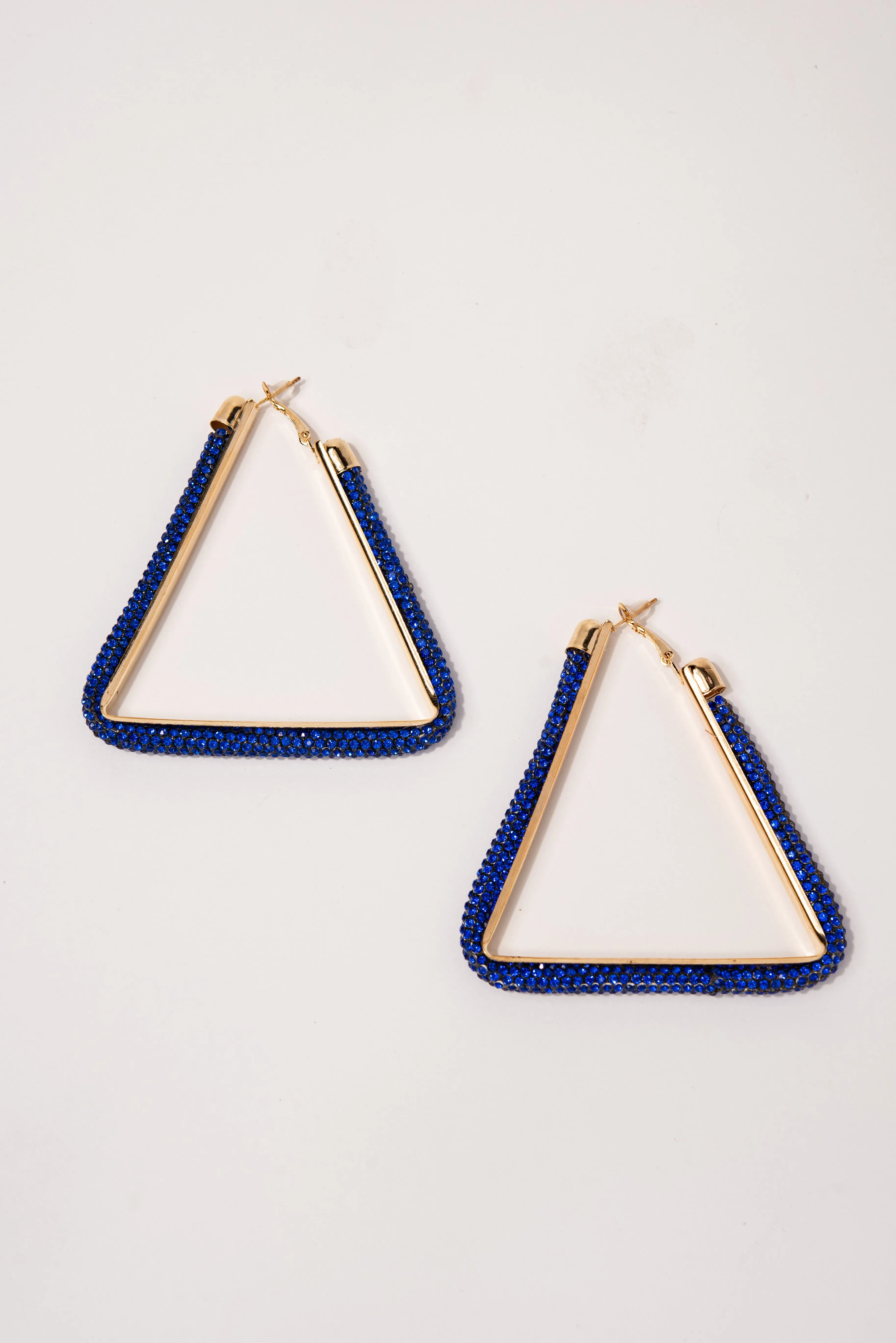 Sage Triangle Rhinestone Post Back Earrings