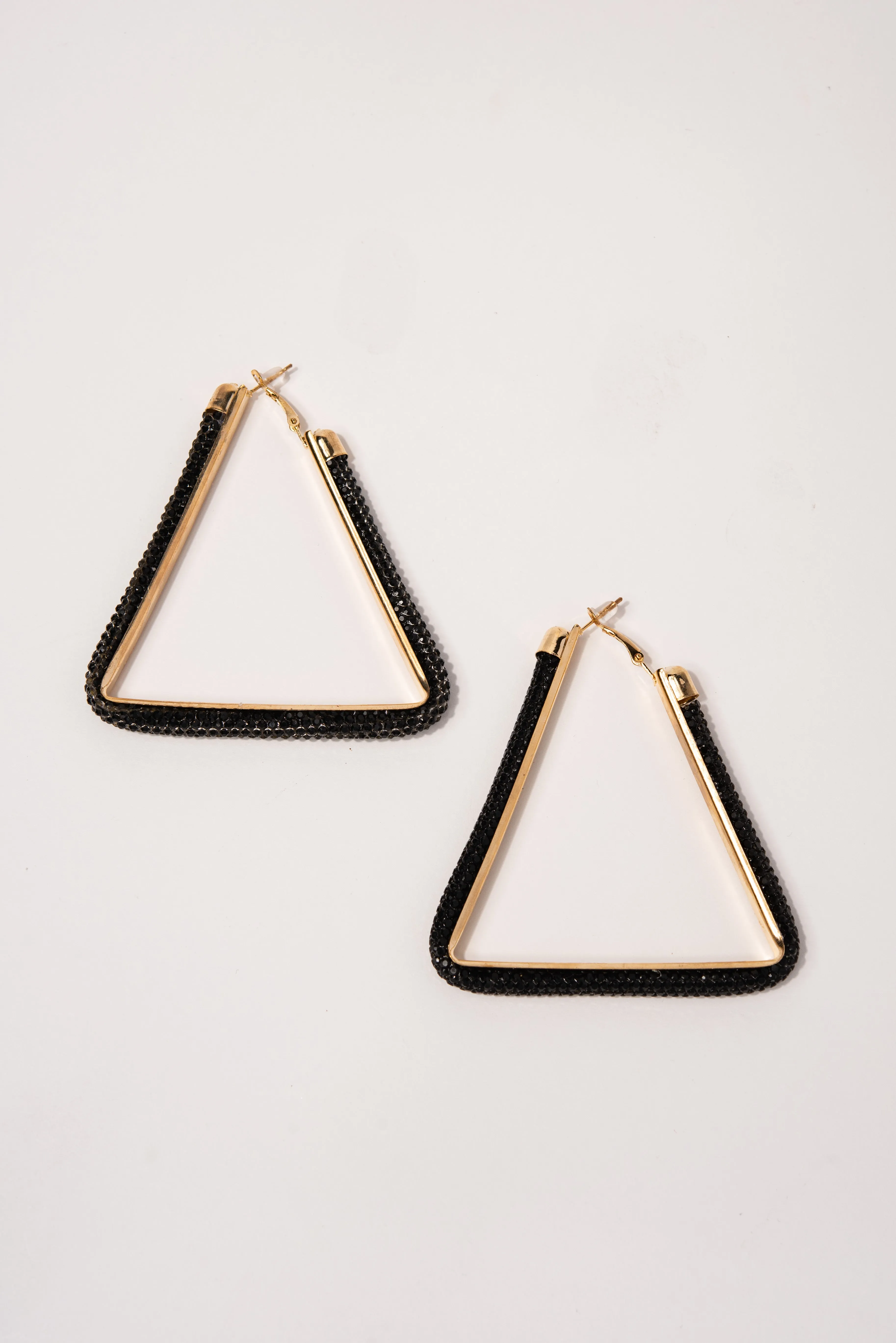 Sage Triangle Rhinestone Post Back Earrings