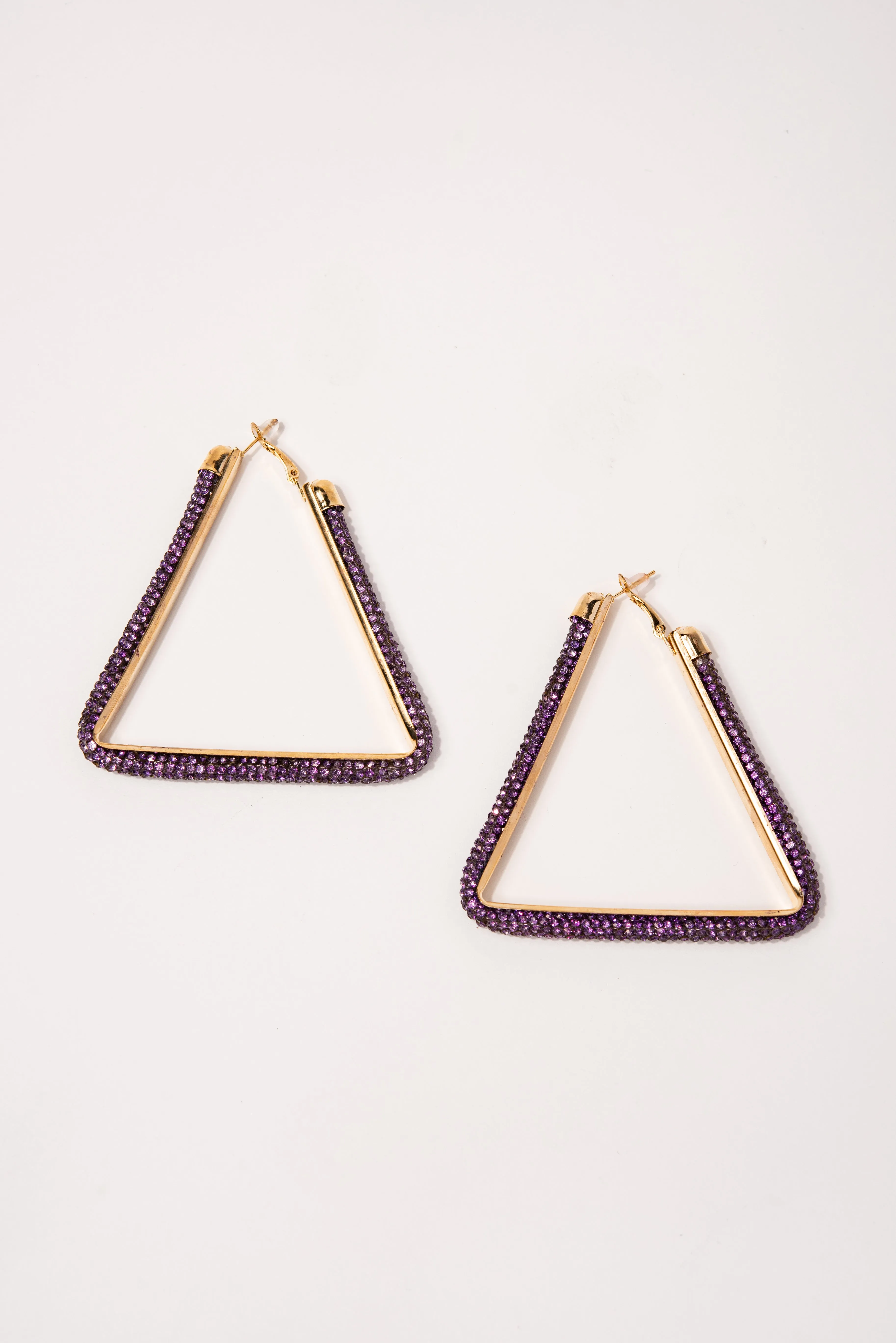 Sage Triangle Rhinestone Post Back Earrings