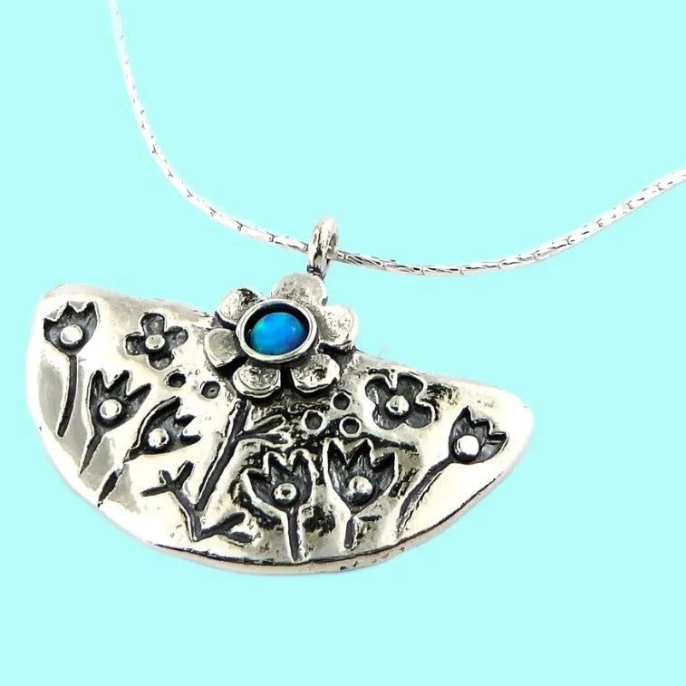 Silver Necklaces for Woman. Israeli Necklaces for women. Gemstones pendant.