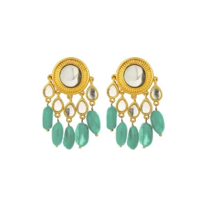 Sohni Stud Earrings- Aqua Green Hydro Quartz