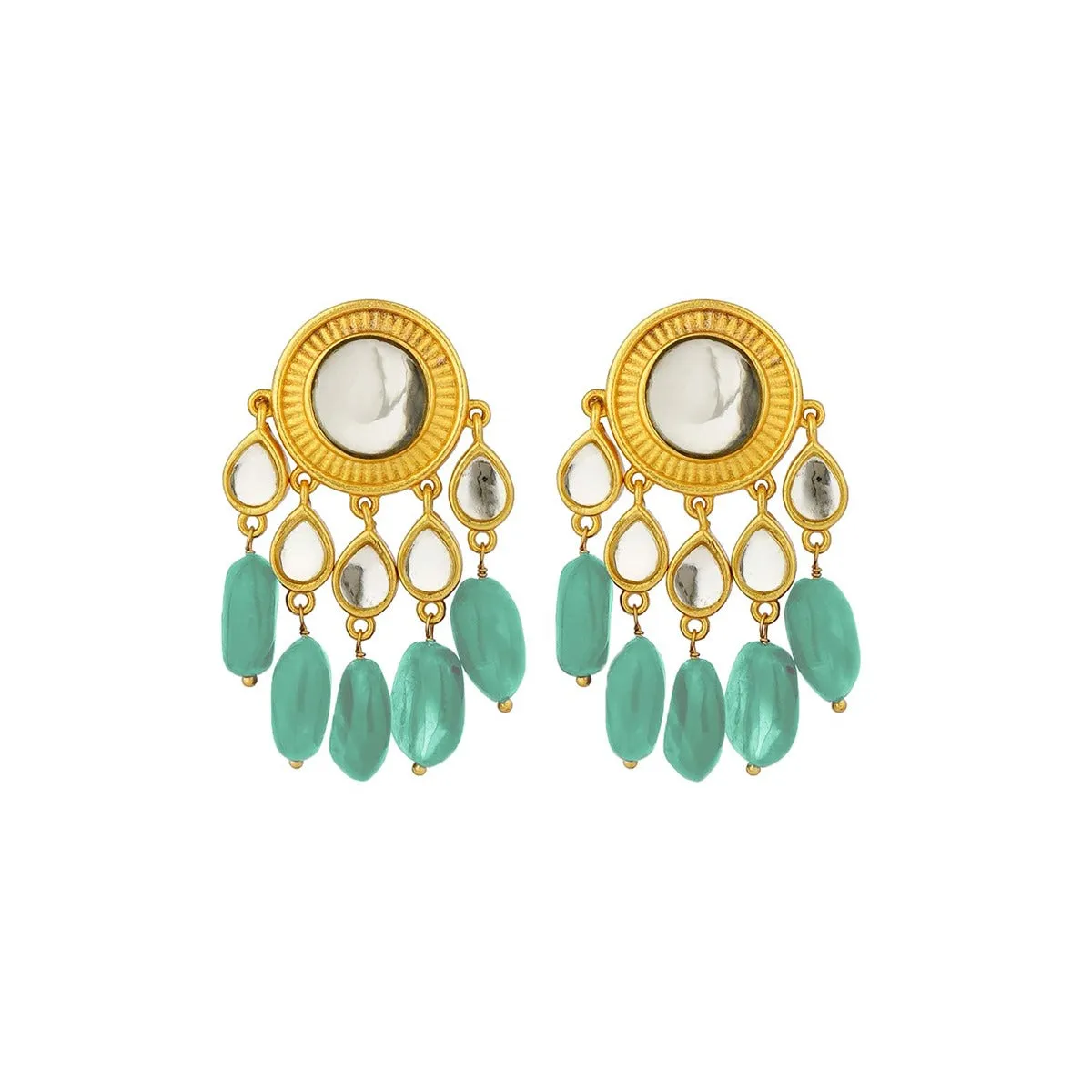 Sohni Stud Earrings- Aqua Green Hydro Quartz