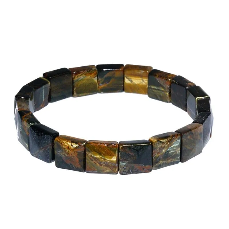 Square Colorful Tiger Eye Natural Stone Bead Bracelet