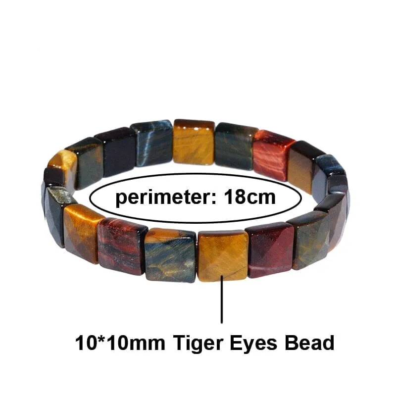 Square Colorful Tiger Eye Natural Stone Bead Bracelet