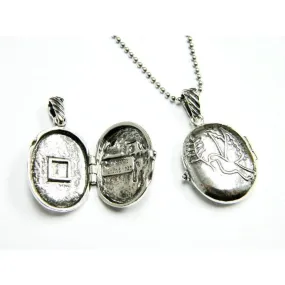 Sterling Silver necklace locket Dove jewelry perfect for photos or message