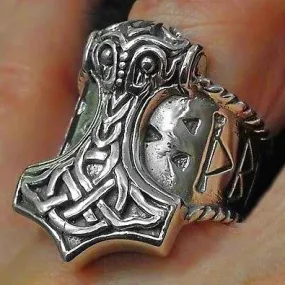 Sterling Silver Thor's Hammer Ring