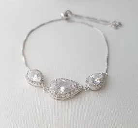 Teardrop Cubic Zirconia Sliding Bracelet-Evelyn