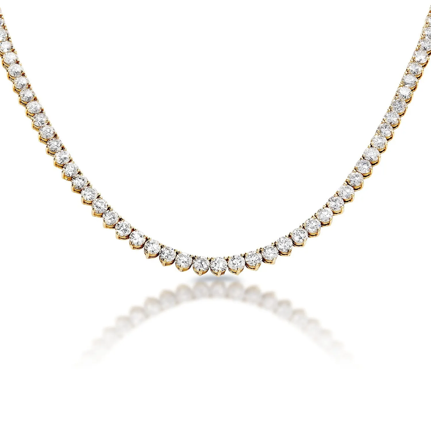 Trinity 47 Carat Round Brilliant Diamond 26 inch Tennis Necklace in 14k Yellow Gold