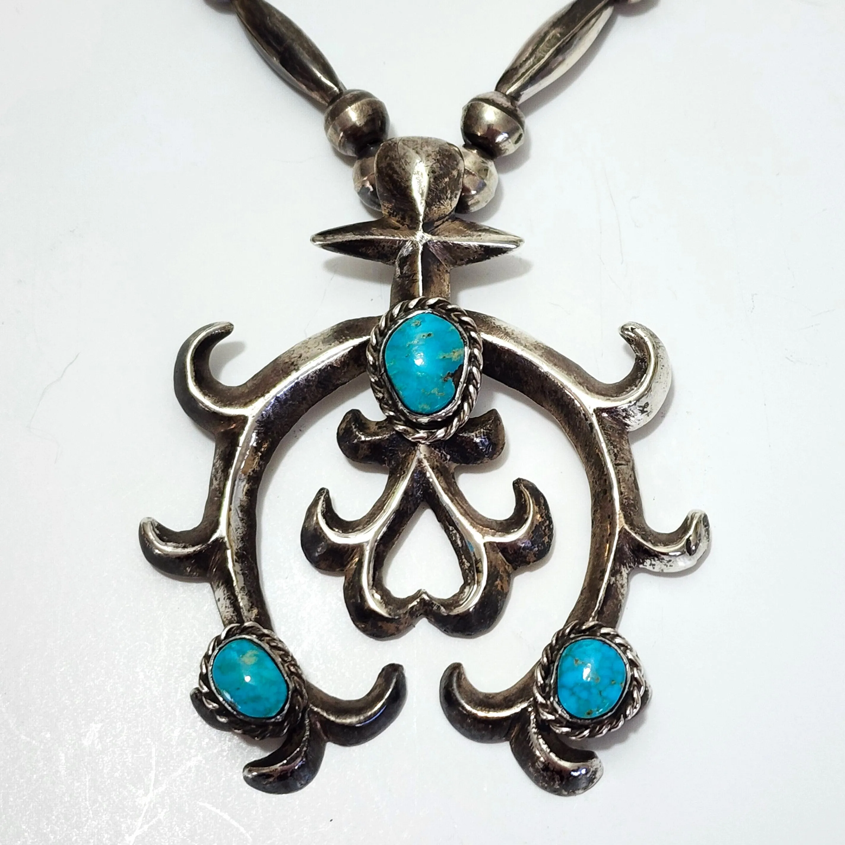 Vintage Morenci Turquoise Naja Necklace - 22 Long