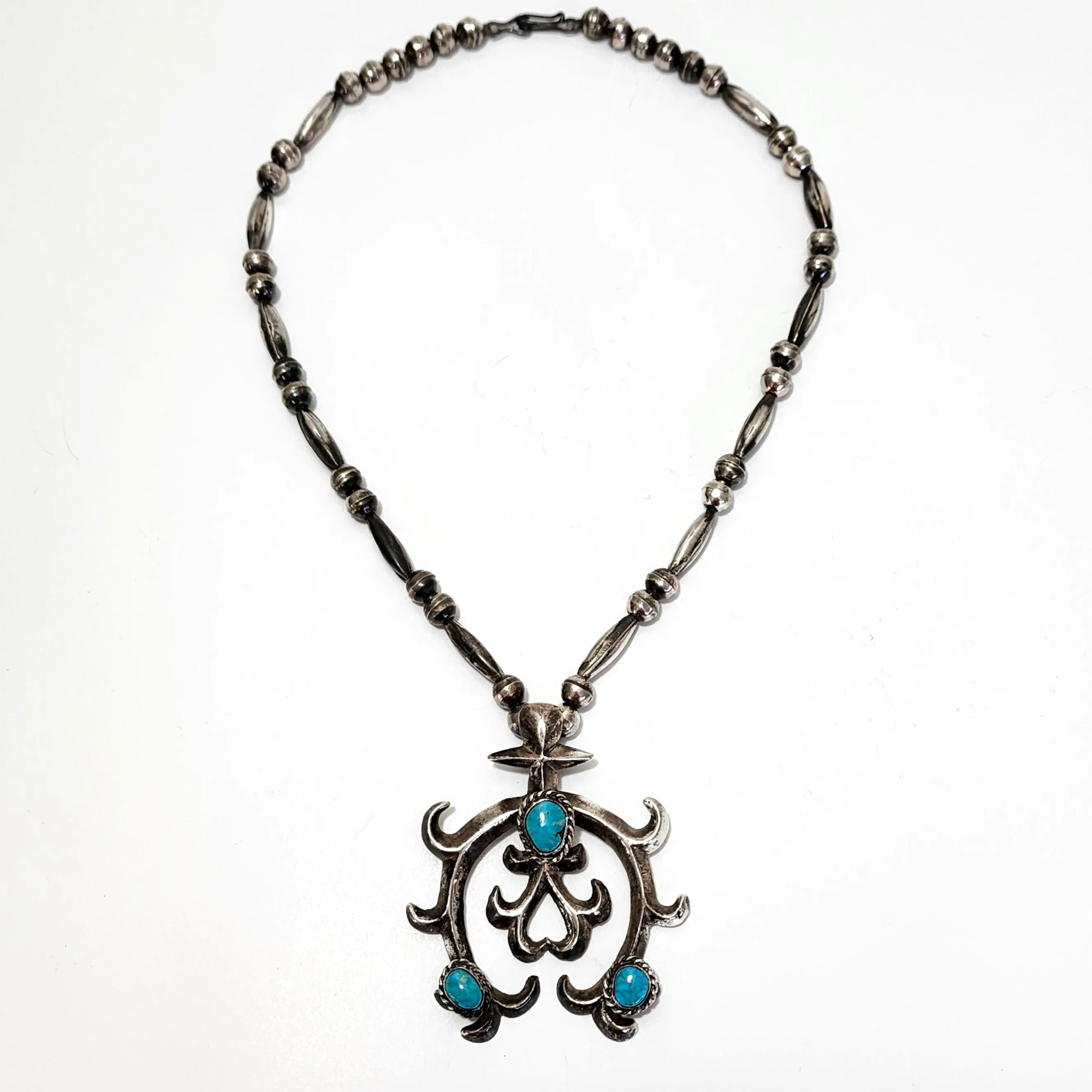 Vintage Morenci Turquoise Naja Necklace - 22 Long