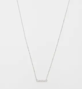 White Gold 7 Diamond Pavé Bar Necklace