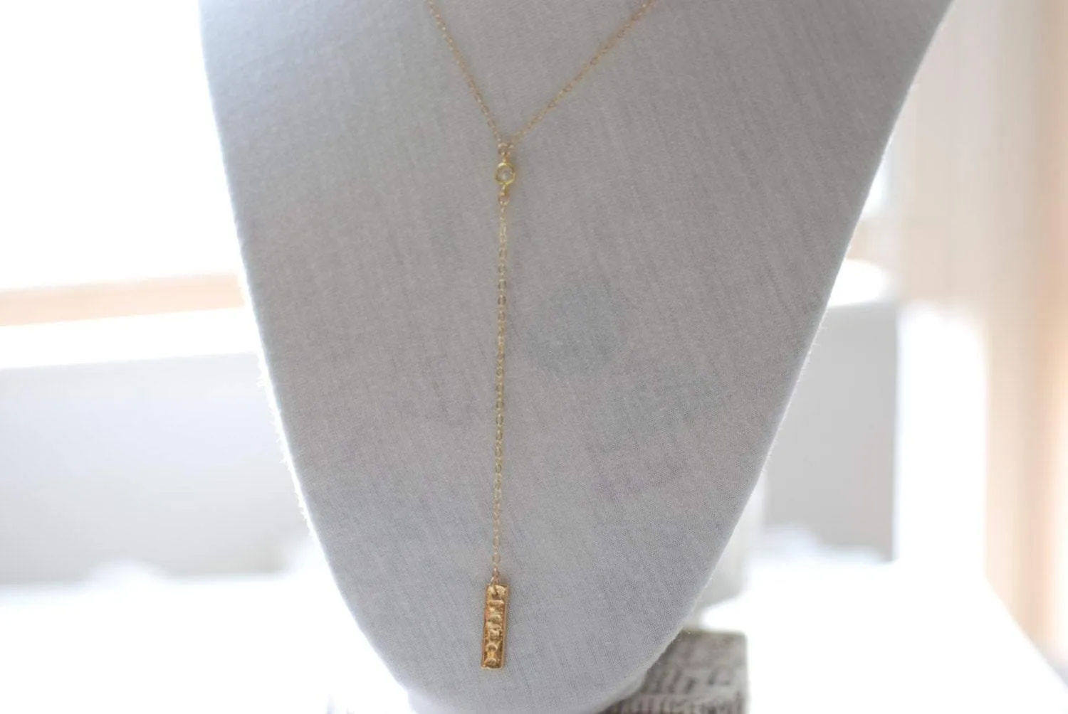 Wholesale Gold Lariat Necklace, Y Gold filled Necklace, Cz Diamond Necklace, Bar Lariat Necklace