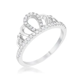 WildKlass 0.2ct Rhodium Plated Simple Crown Ring