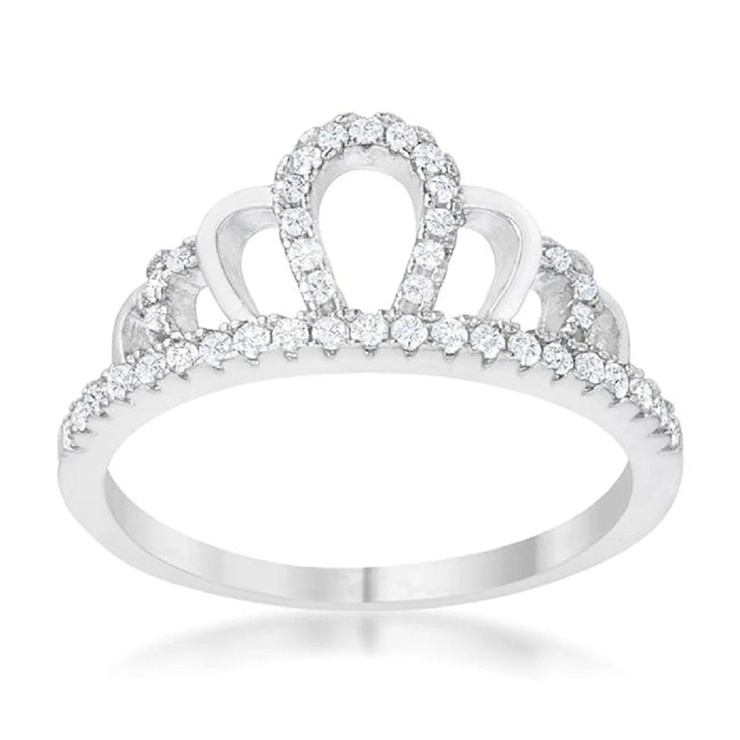 WildKlass 0.2ct Rhodium Plated Simple Crown Ring