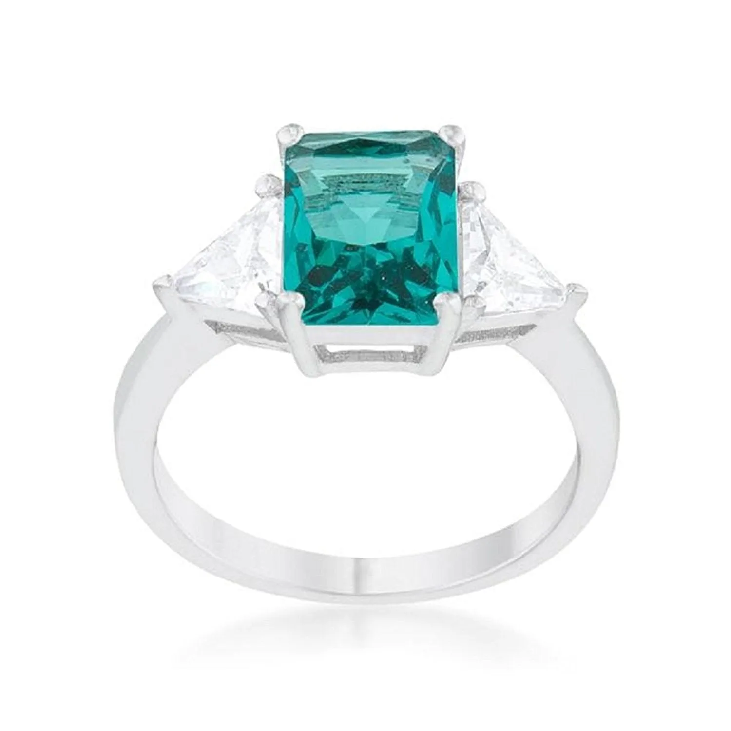 WildKlass Classic Aqua Rhodium Plated Engagement Ring