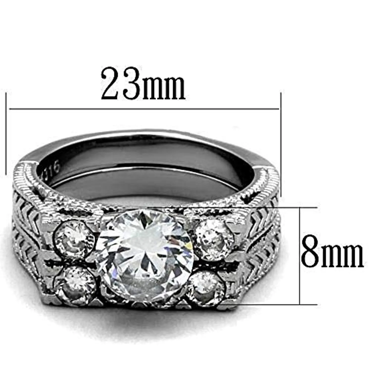 WildKlass Stainless Steel Wedding Ring High Polished (no Plating) Women AAA Grade CZ Clear