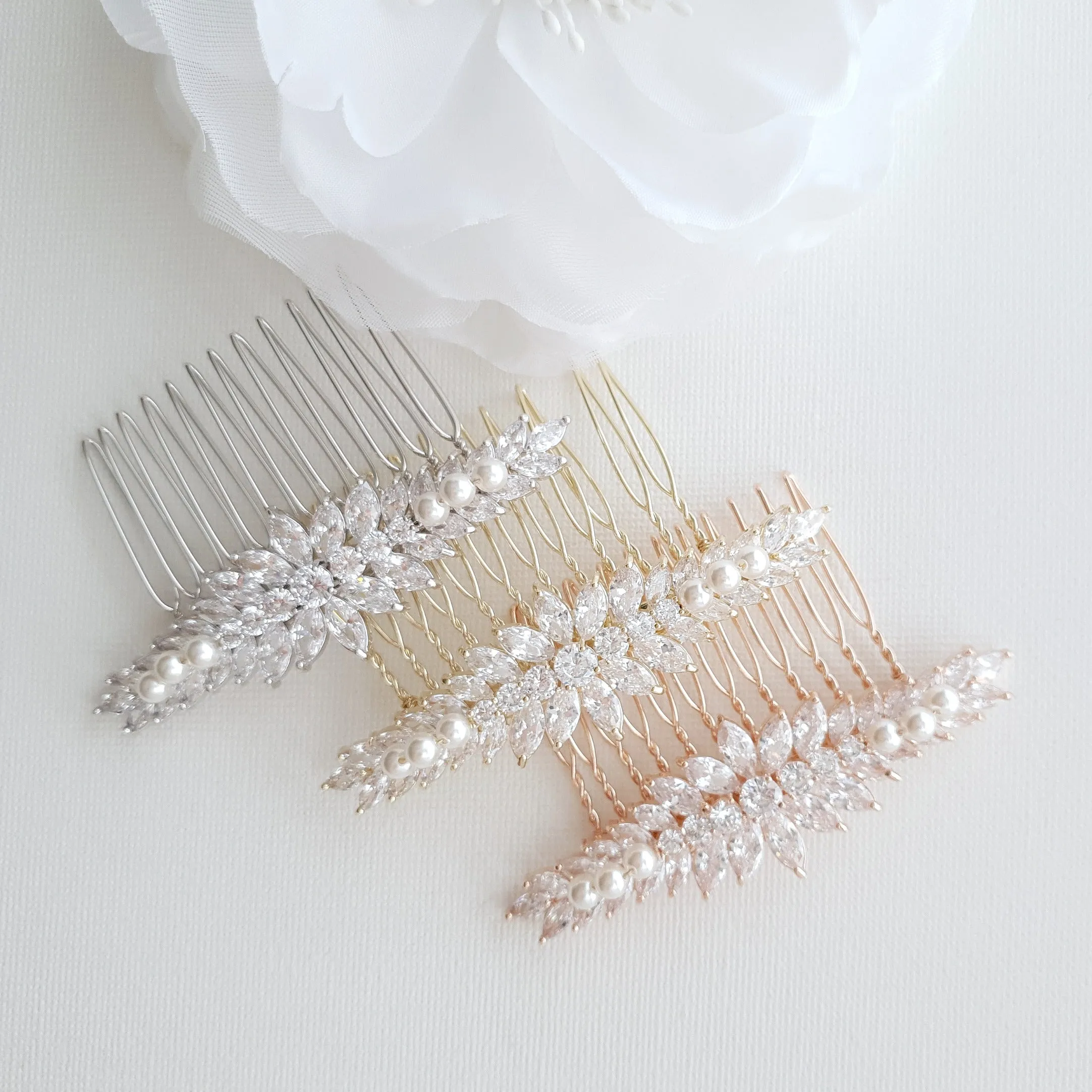 Yellow Gold Hair Comb for Wedding-Giselle